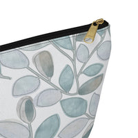Cherry Plum Leaves Accessory Pouch w T-bottom in Aqua